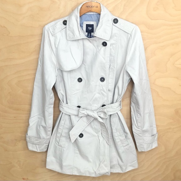 GAP Jackets & Blazers - GAP Slick Rock Trench Coat Beige Double Breasted Medium Cotton Belted Outwear.